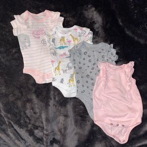 Member’s mark animal print/animal onesies.